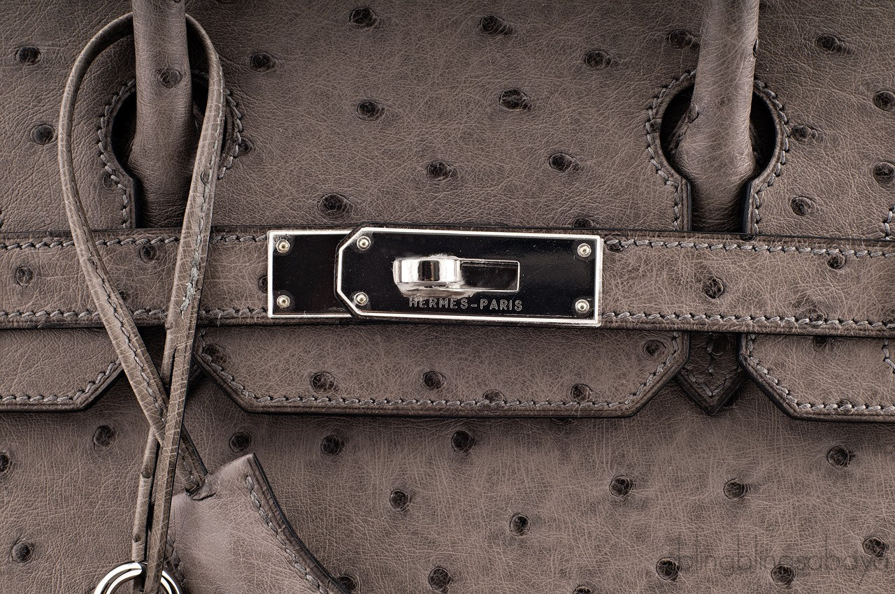 Birkin 30 Grey Tourterelle Ostrich