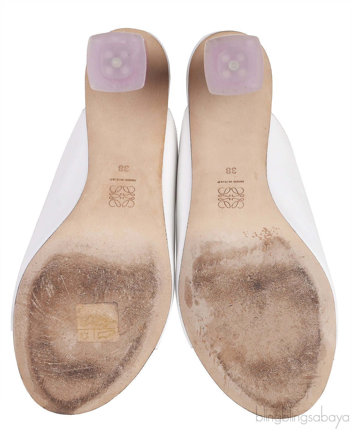 Loewe White Nail Polish Leather Mule