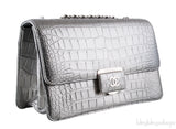 Silver Grey Crocodile Flap Bag