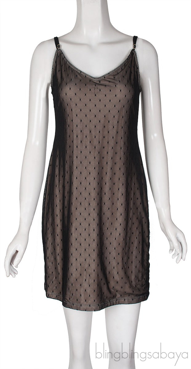 Black Lace Nude Cami Dress