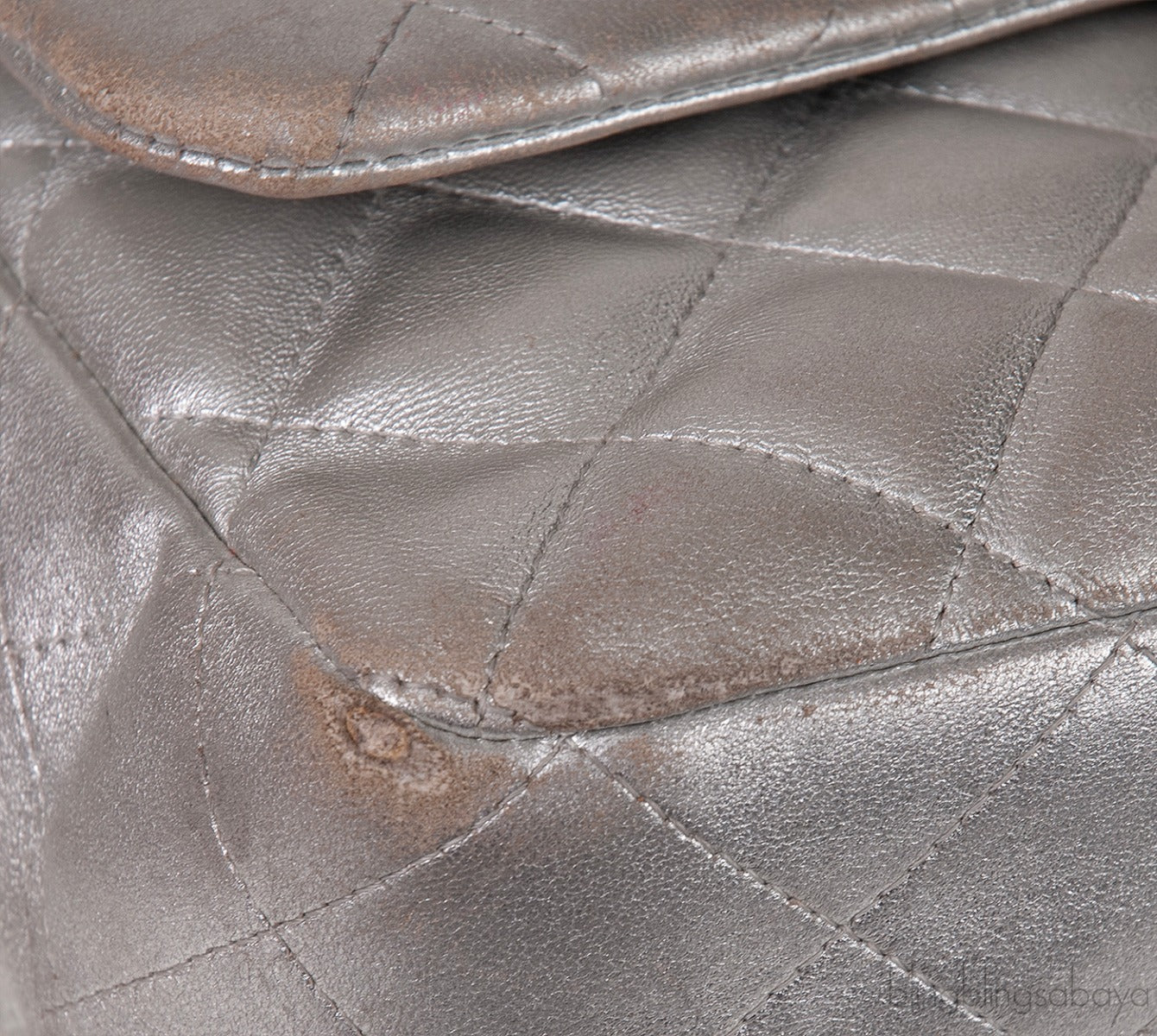 Chanel Silver Quilted Classic Jumbo Flap Bag PHW