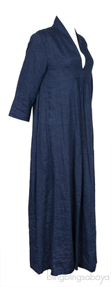 Blue Denim Linen Kaftan Dress