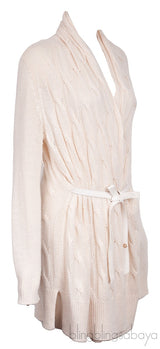 Cable Knit Belted Long Sleeve Cardigan