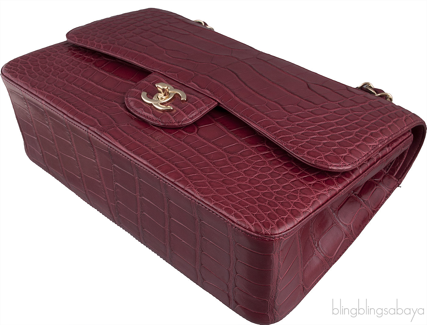Classic Bordeaux Crocodile Jumbo Bag