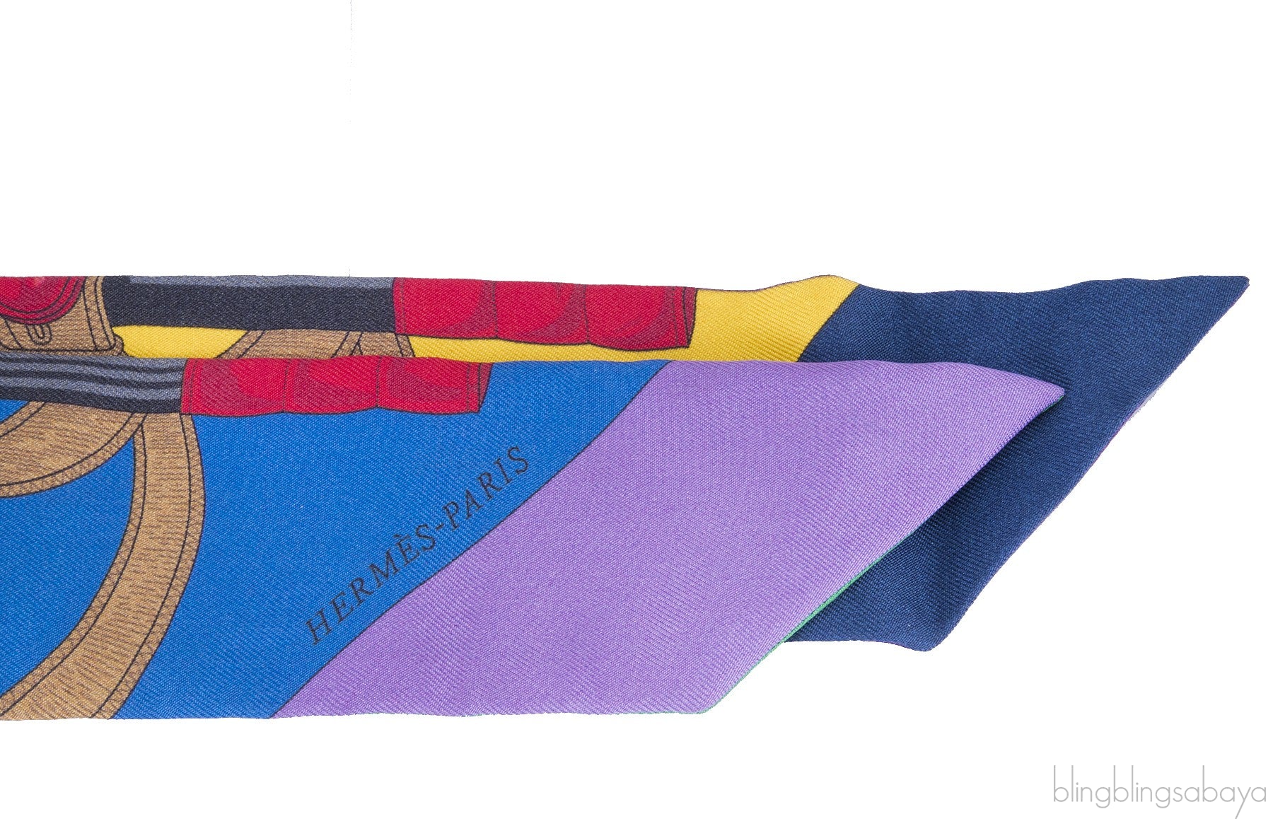 Purple Multi-color Printed Twilly
