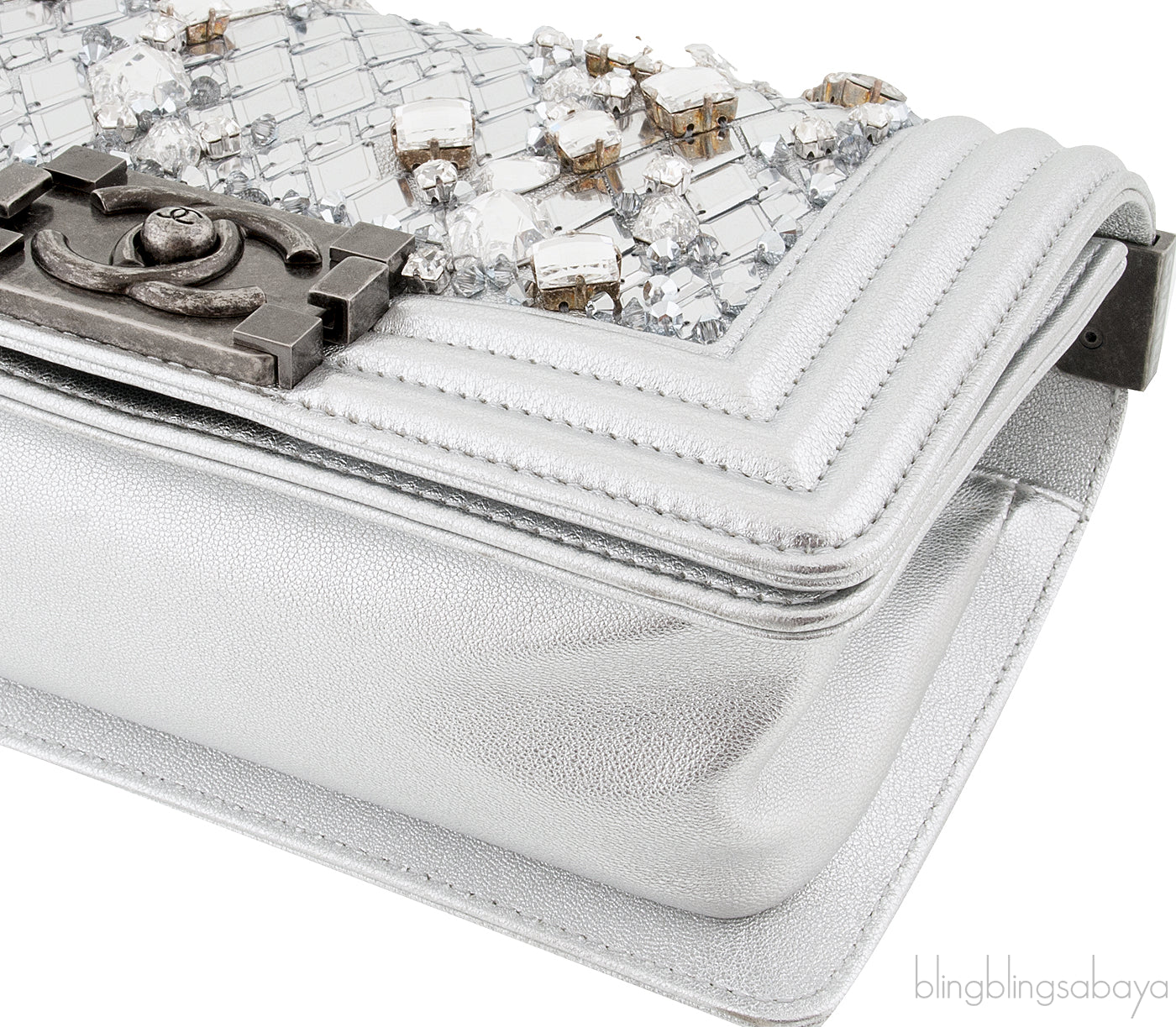 Le Boy Crystal Silver Small Bag