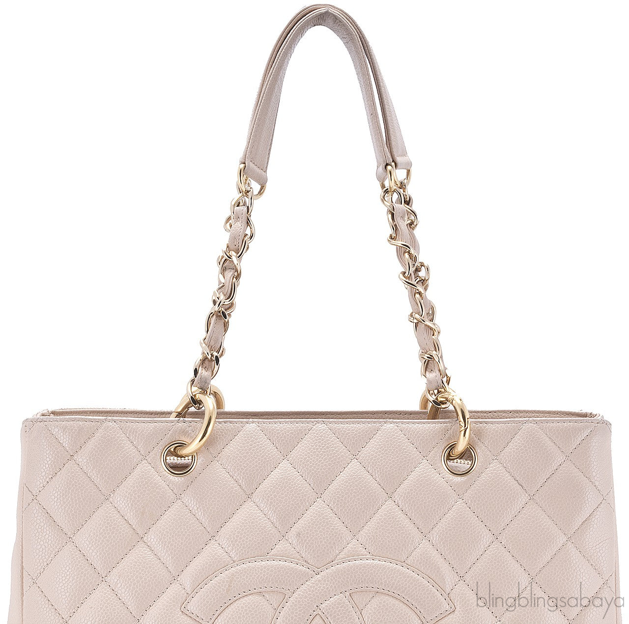 Beige Caviar Shopping Tote