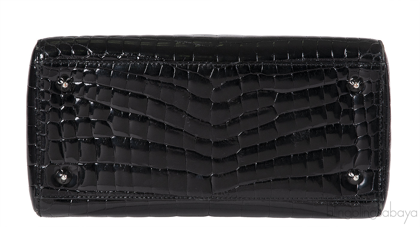 Christian Dior Lady Dior Black Medium Crocodile PHW
