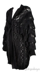 Metallic Black Fringed Cardigan