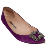 Blahnik Purple Satin Hangisi Flat Shoes