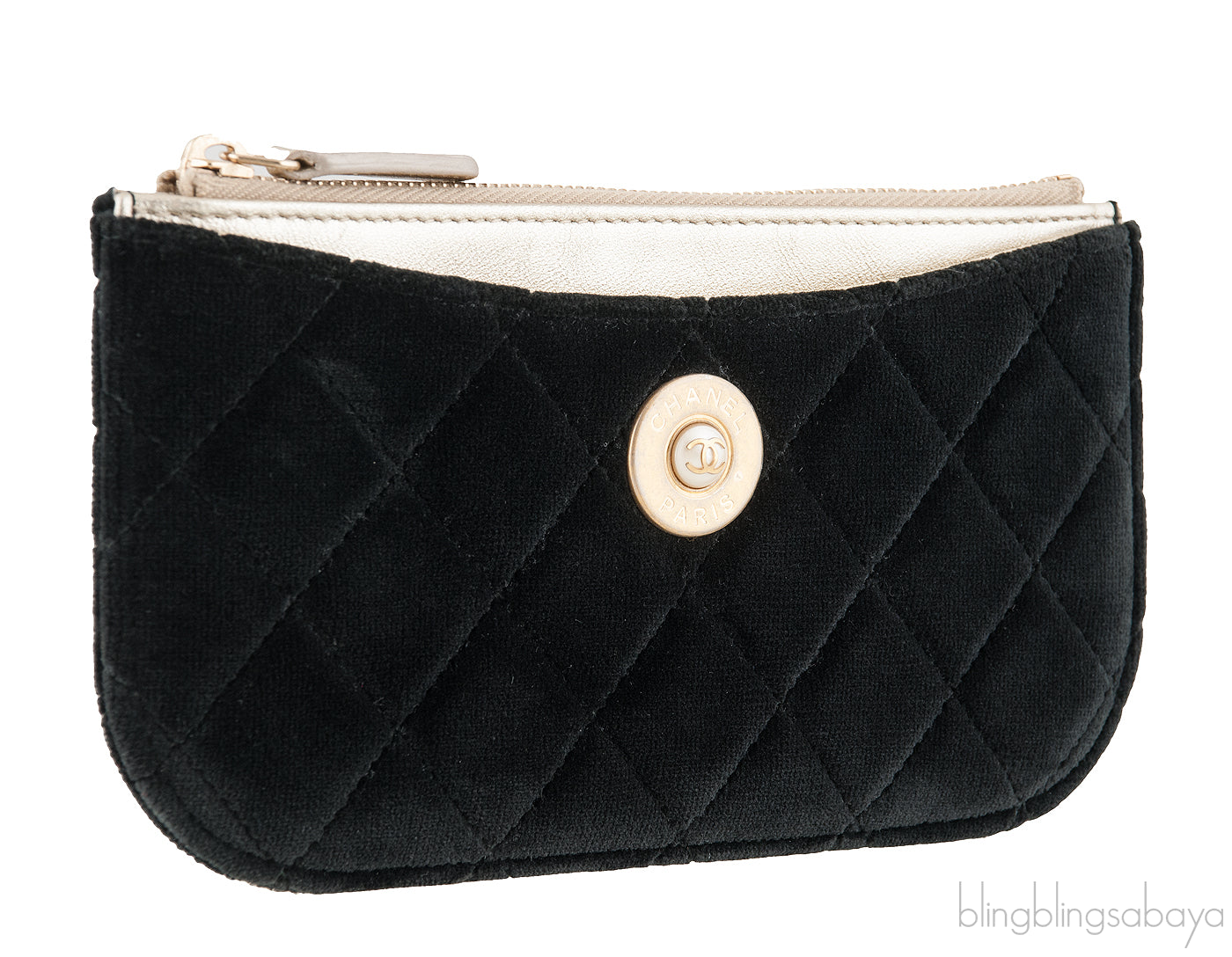 Black Quilted Velvet Pouch