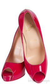 Raspberry Patent Peep Toe Heels
