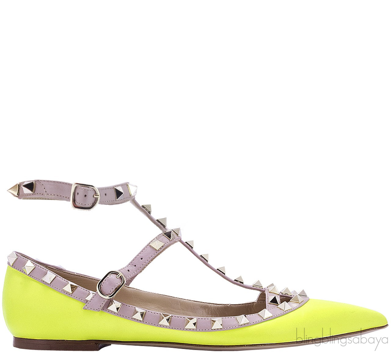 Citron Rockstud Flat Ballerina