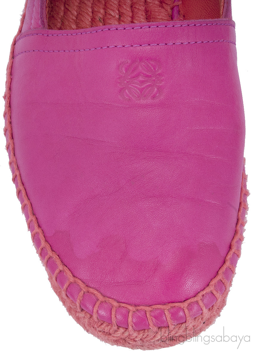 Fuchsia Pink Leather Espadrille
