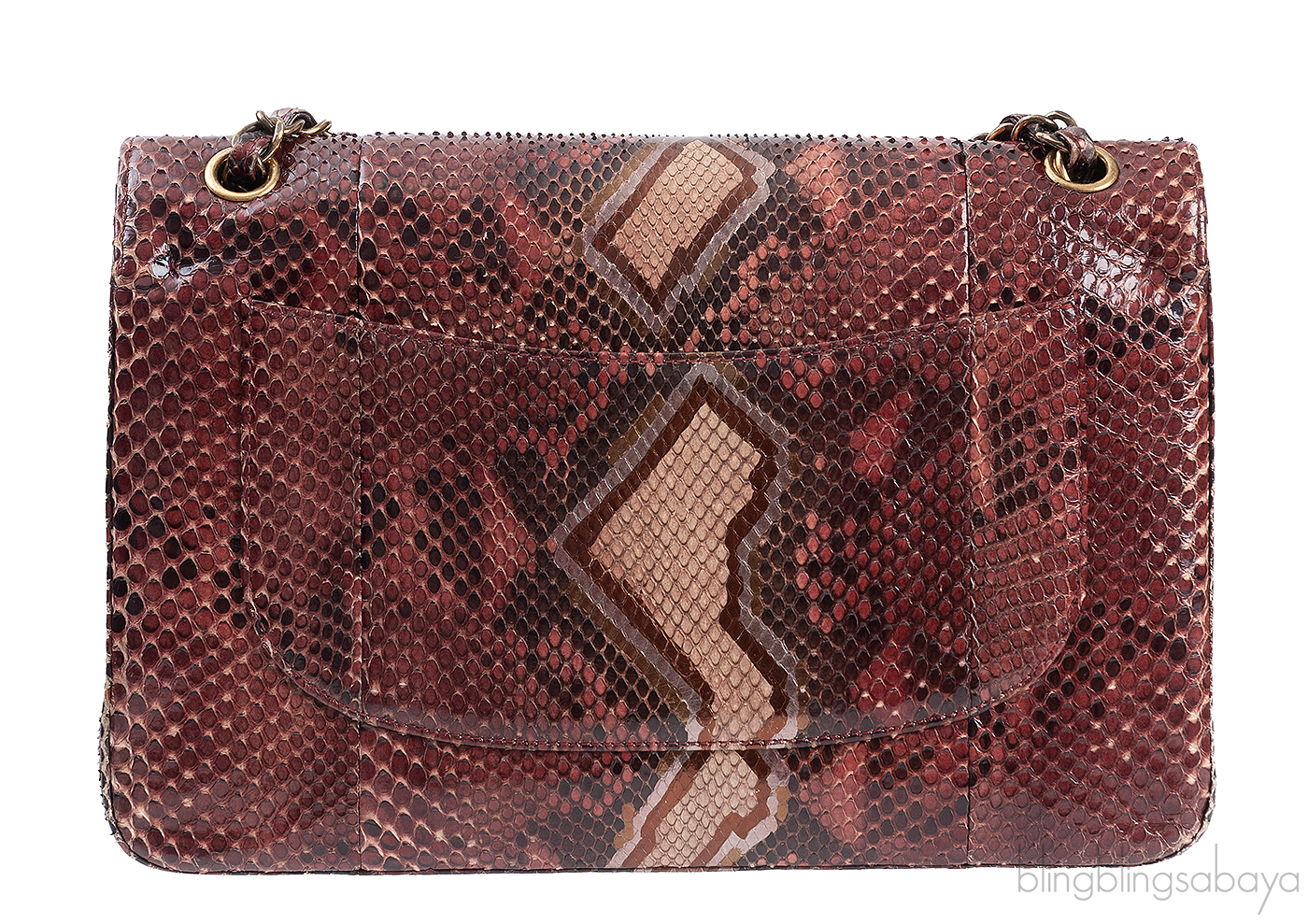 Chanel Classic Jumbo Burgundy Python Flap Bag