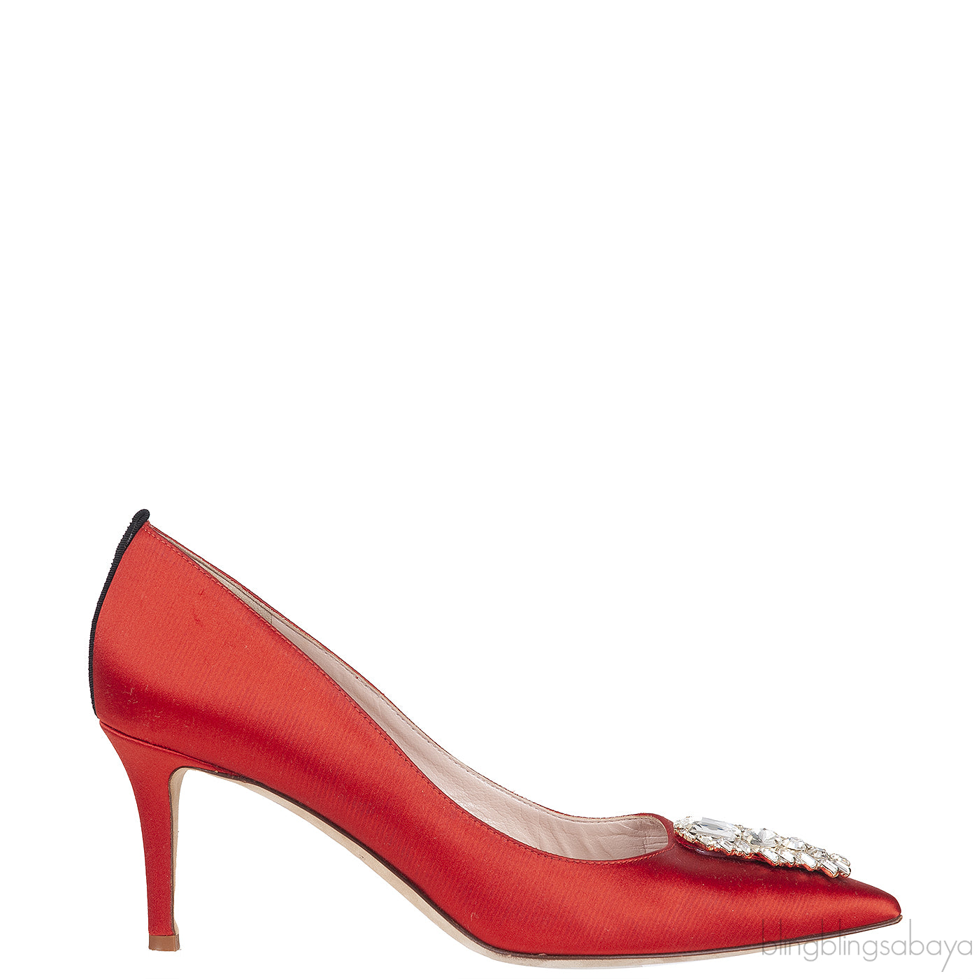 Sarah Jessica Parker Red Satin Crystal Embellished Heels
