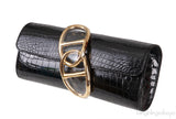 Egee Black Crocodile Clutch GHW