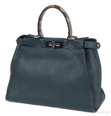 Fendi Selleria Peekaboo Dark Green Medium Python Handle Bag