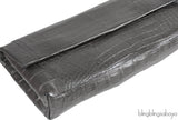 Nancy Gonzalez Grey Fold-Over Crocodile Clutch