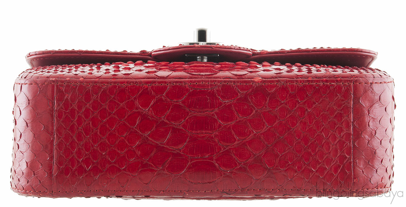 Red Python Mini Single Flap Bag