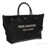 Saint Laurent Black Raffia Rive Gauche Black Oversize Tote