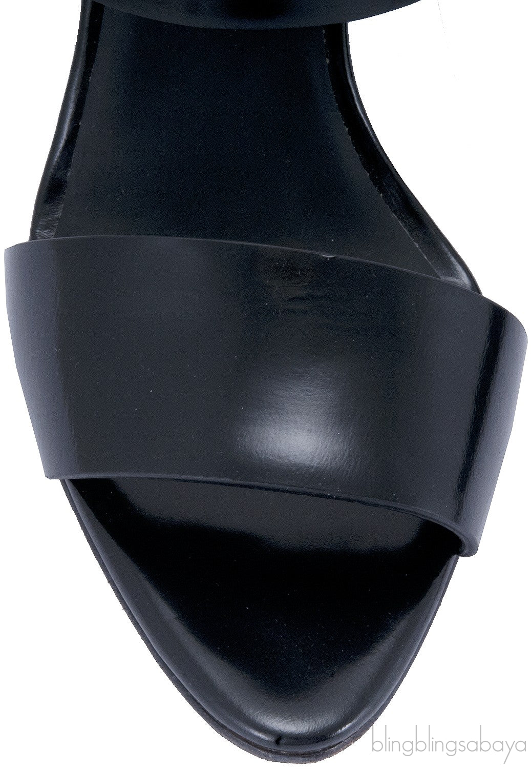 Black Glossed Leather Mules