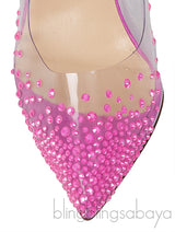 Pink PVC Crystal Heels