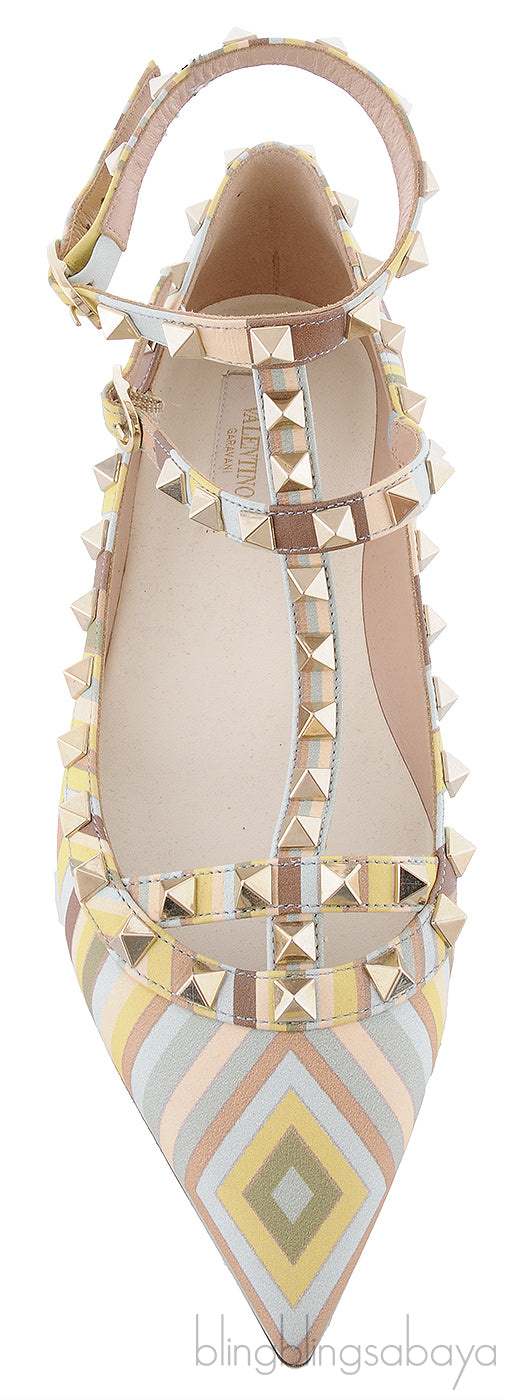 Rockstud Multi-color Leather Flats
