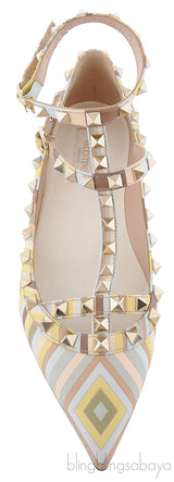 Rockstud Multi-color Leather Flats