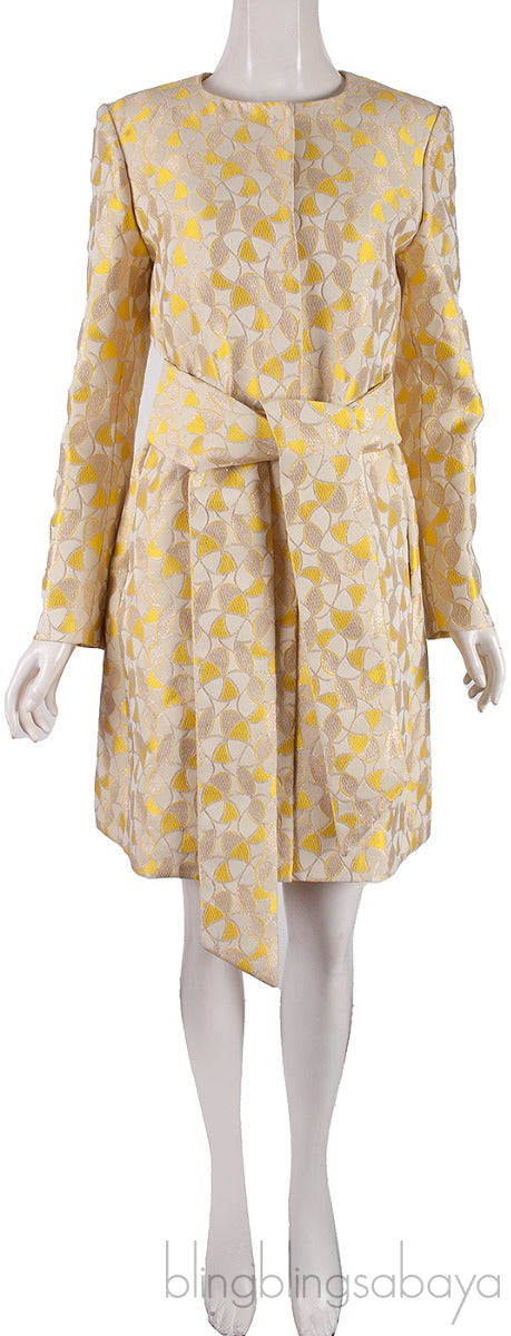 Yellow Lurex Belted Coat