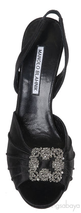 Manolo Blahnik Cassia Black Peep Slingback Pump