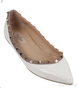 Valentino Garavani White Rockstuds Flat Shoes