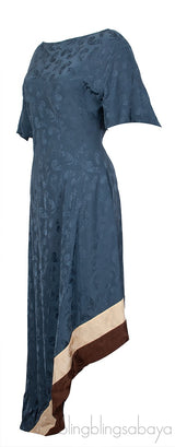 Tri-color Printed Asymmetrical Hem Dress