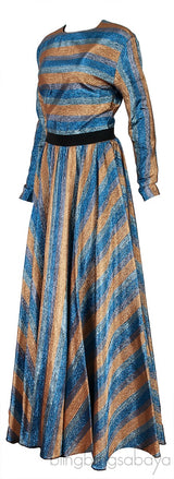 Metallic Stripe Long Dress