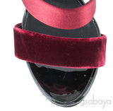 Burgundy Velvet Strappy Sandals