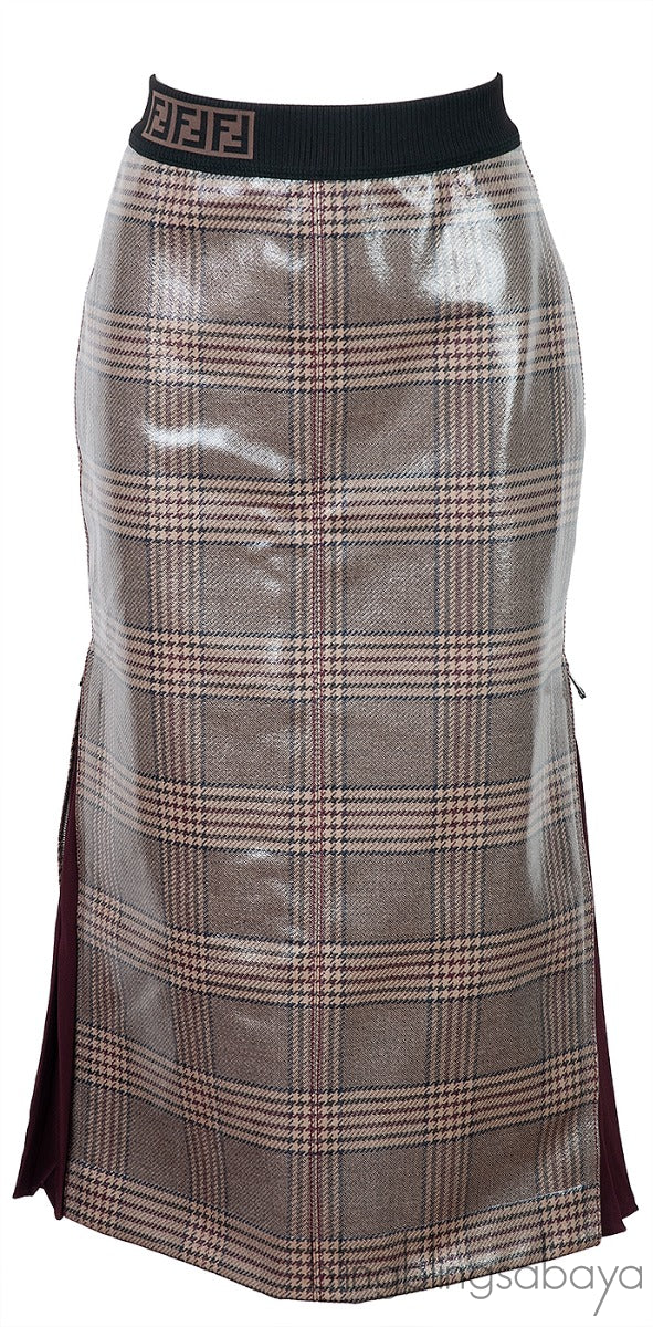 Glazed Prince Of Wales Plaid Midi Skirt