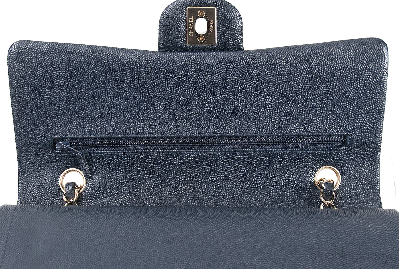 Classic Midnight Blue Medium Double Flap Bag GHW