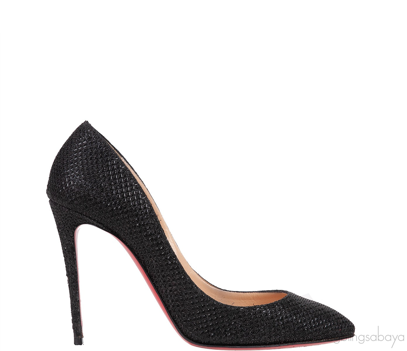 Christian Louboutin Metallic Black Fabric Heels