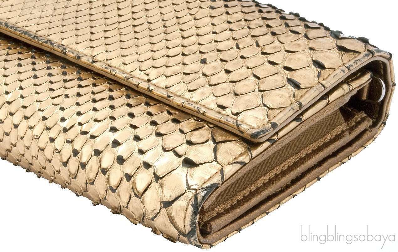 Gold Snakeskin Wallet on Chain