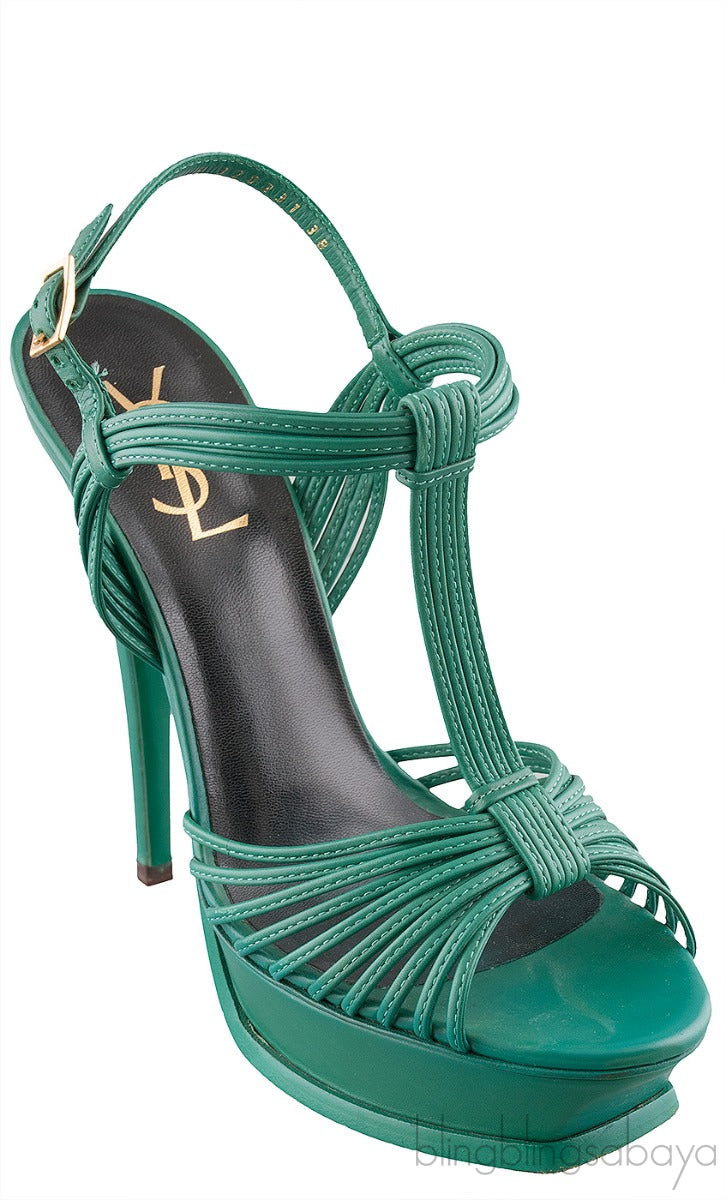 Green Strappy Slingback Sandals