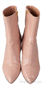 Nude Pointed Toe Leather Boots