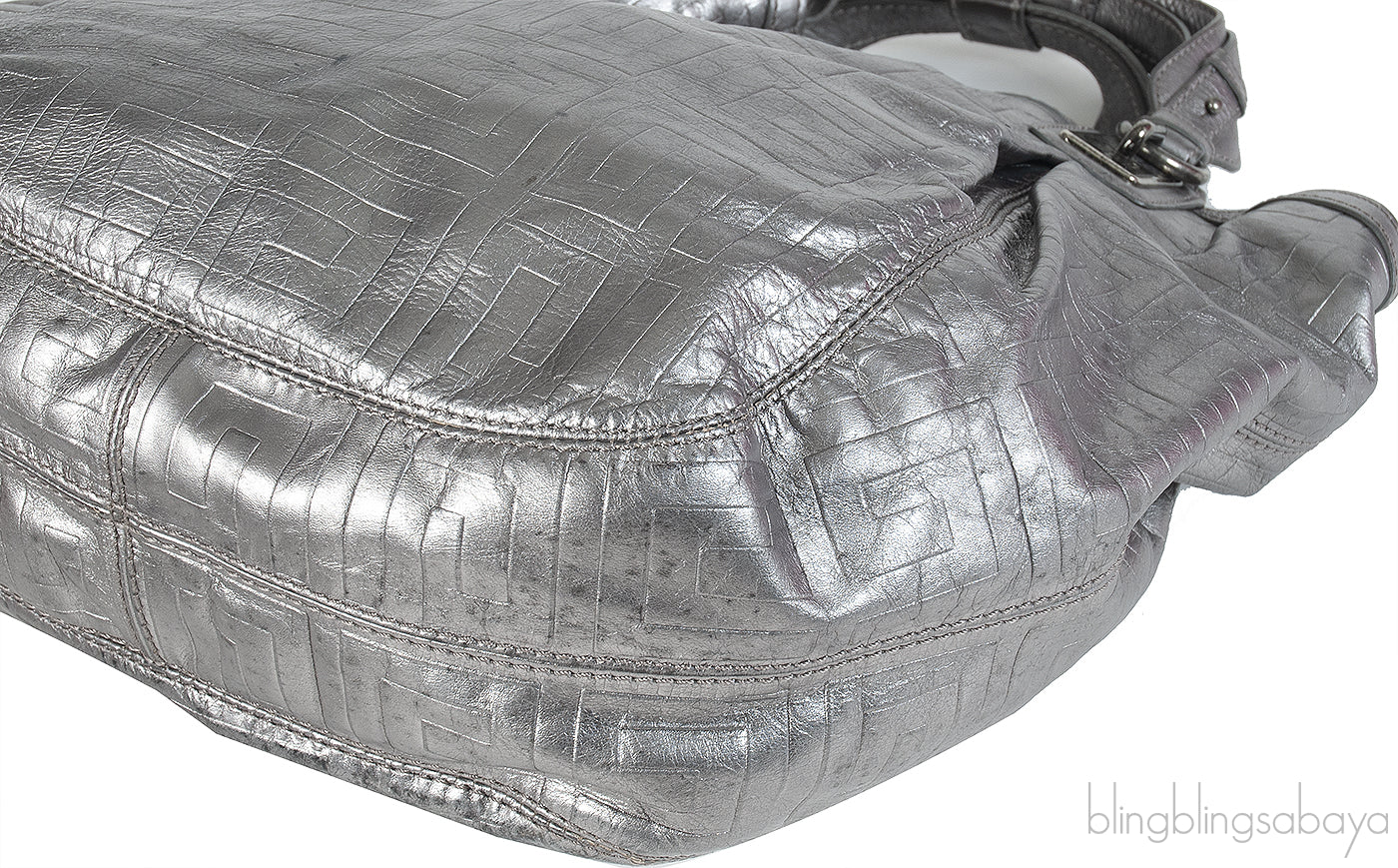 Givenchy Metallic Grey GG Leather Hobo Bag