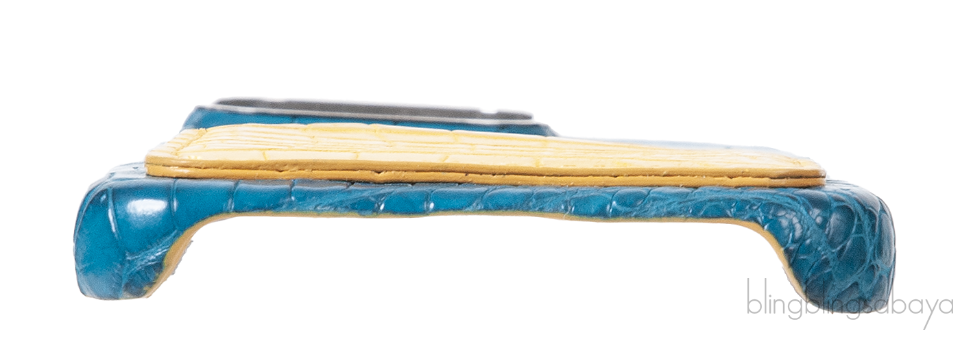 Bi-color Card Holder Blue Crocodile iPhone 15 Pro max Case