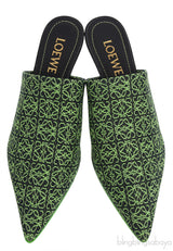 Anagram Embroidered Fabric Pointy Mules
