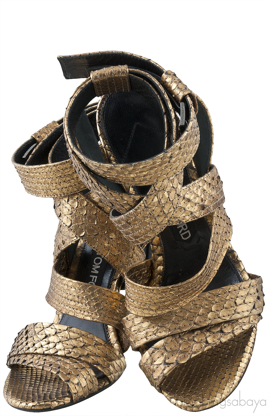 Gold Python Strappy Sandals