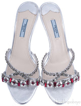 Jewel Embellished Silver Sandals