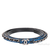 Chanel Blue Black CC Chain Python Belt
