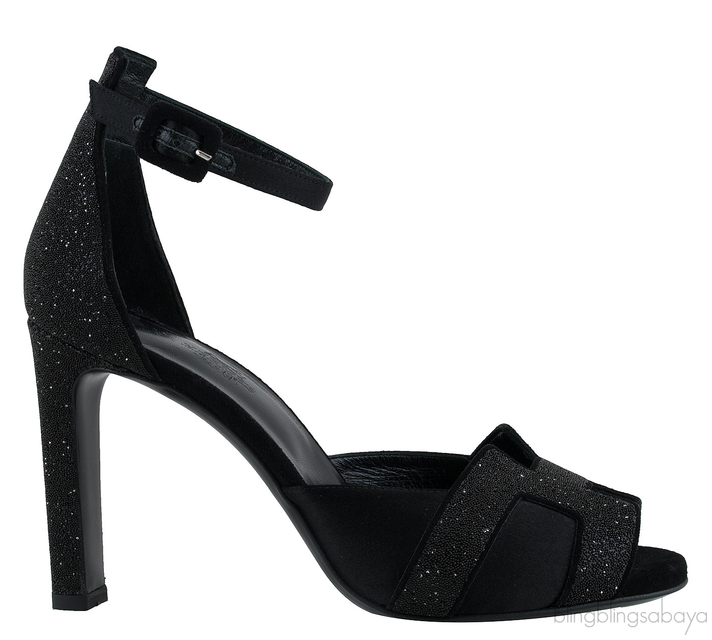 Premiere Glitter Black Slingback Heels