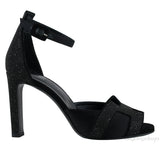 Premiere Glitter Black Slingback Heels