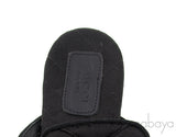 Black Quilted Satin Heart Slipper